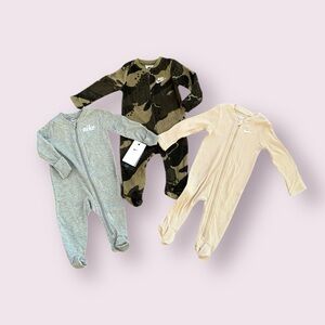Nike Baby Set Of Three Footies - Gray, Camouflage, and Cream Size 6 Months